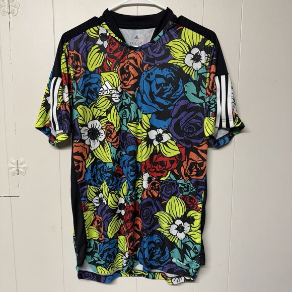 Adidas HC3929 Aeroready Tiro All Over Floral Print Soccer Jersey Men M EUC - Picture 1 of 10